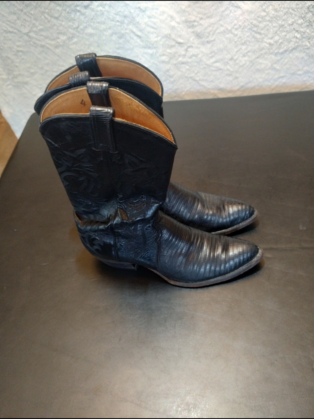 Vintage Tony Lama 8371 Men's Black Lizard Skin Foot Sz 10.5 D - Picture 2 of 14